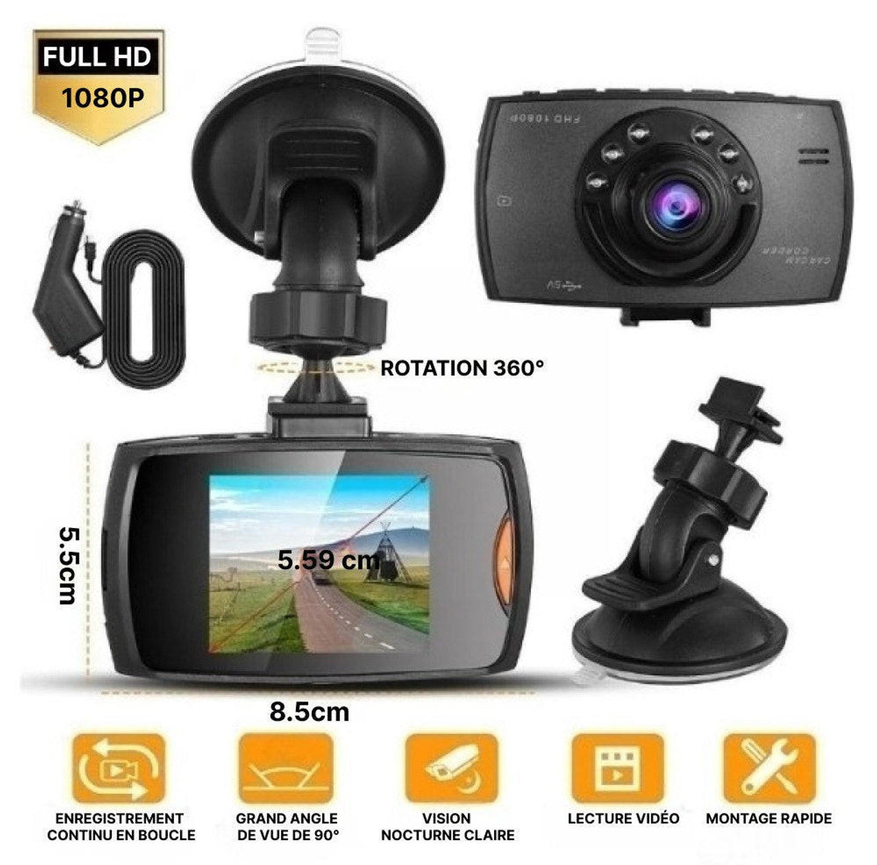 Dashcam - Caméra Voiture | Carte SD 64GO Offerte